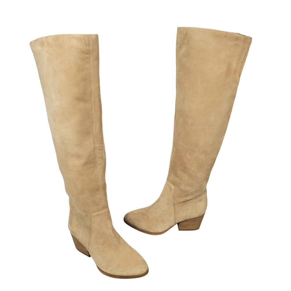 Vince Camuto Nestel Knee High Boots Womens Size 5M Tan Suede Western Fall Winter